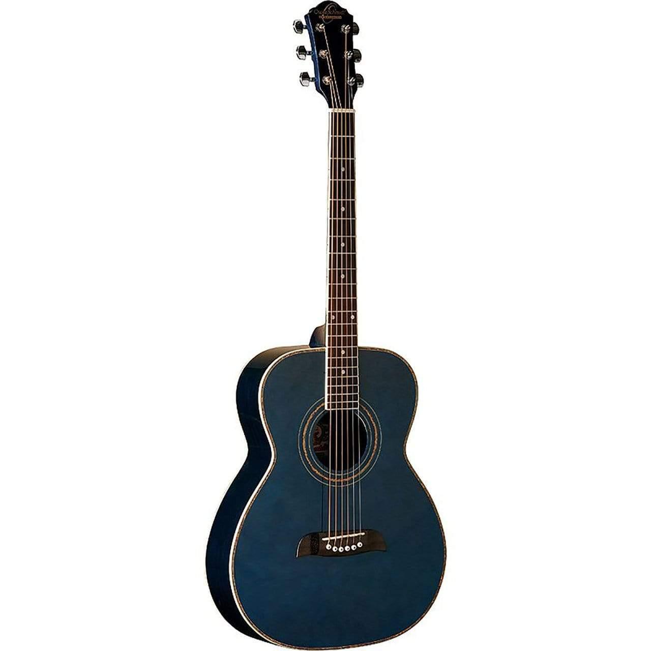 Oscar Schmidt OF2TBL Folk Style Acoustic Guitar - Trans Blue